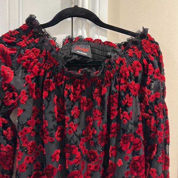 The Kooples moonlight sheet velvet sparkly lace trim top size 1 - Picture 2 of 9